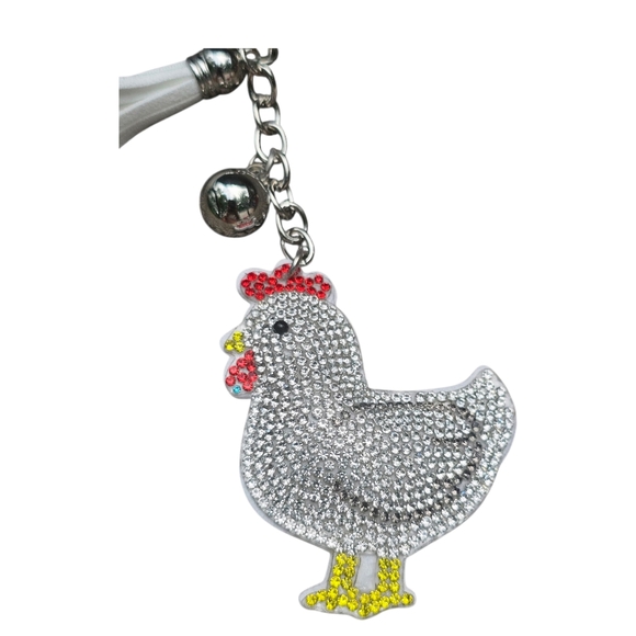 Sparkling Chicken Keychain with Tassel-NWOT - Picture 2 of 6